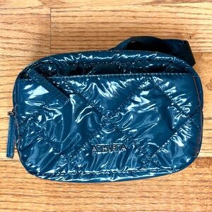 Athleta All About Shine Quilted Crossbody Belt Bag Cypress Shine